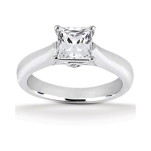 14k White Gold Classic Solitaire Diamond Engagement Ring Containing 0.01 Carats Of Diamonds In Hi Color And Si1-si2 Clarity