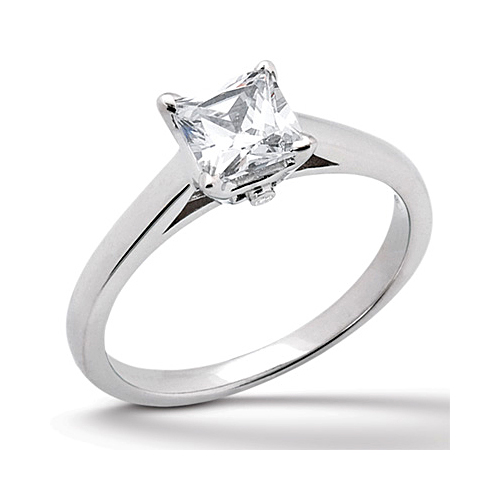 14k White Gold Classic Solitaire Diamond Engagement Ring Containing 0.01 Carats Of Diamonds In Hi Color And Si1-si2 Clarity