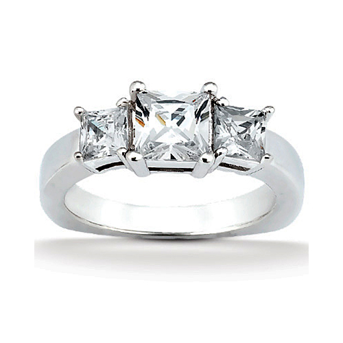 14k White Gold Three Stone Diamond Engagement Or Anniversary Ring Containing 0.8 Carats Of Diamonds In Hi Color And Si1-si2 Clarity