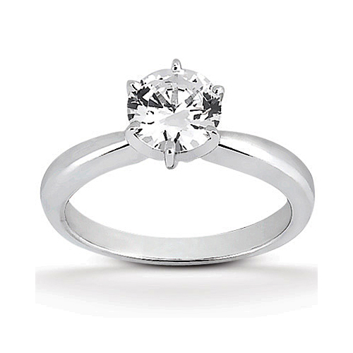 14k White Gold Classic Solitaire Diamond Engagement Ring