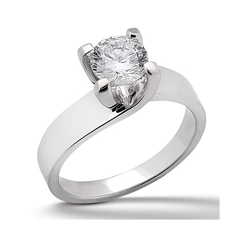 14k White Gold Classic Solitaire Diamond Engagement Ring