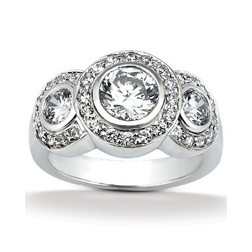 Platinum Three Stone Diamond Engagement Or Anniversary Ring Containing 0.92 Carats Of Diamonds In Gh Color And Vs Clarity