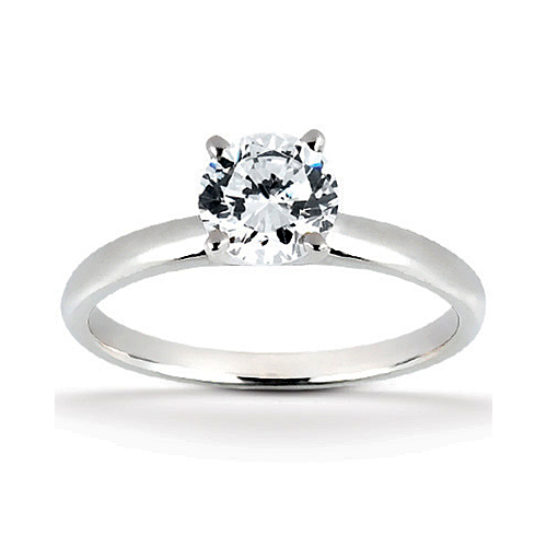 14k White Gold Classic Solitaire Diamond Engagement Ring