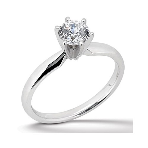 14k White Gold Classic Solitaire Diamond Engagement Ring