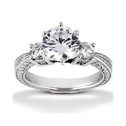 14k White Gold Three Stone Diamond Engagement Or Anniversary Ring Containing 0.5 Carats Of Diamonds In Hi Color And Si1-si2 Clarity