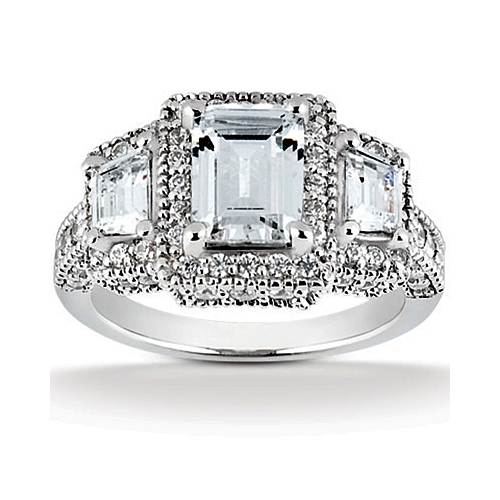 Platinum Three Stone Diamond Engagement Or Anniversary Ring Containing 0.66 Carats Of Diamonds In Gh Color And Vs Clarity