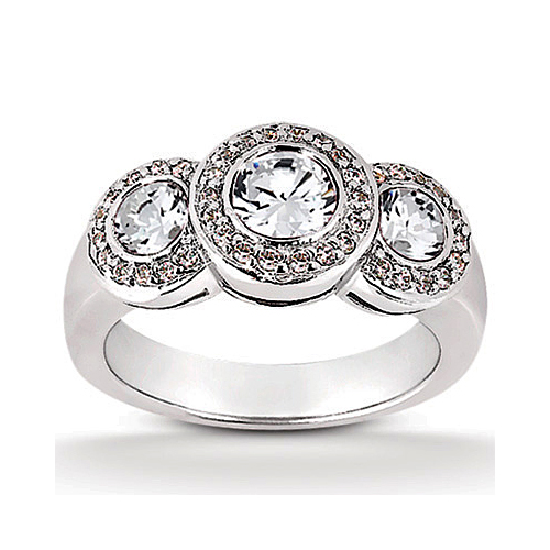 14k White Gold Three Stone Diamond Engagement Or Anniversary Ring Containing 0.8 Carats Of Diamonds In Hi Color And Si1-si2 Clarity