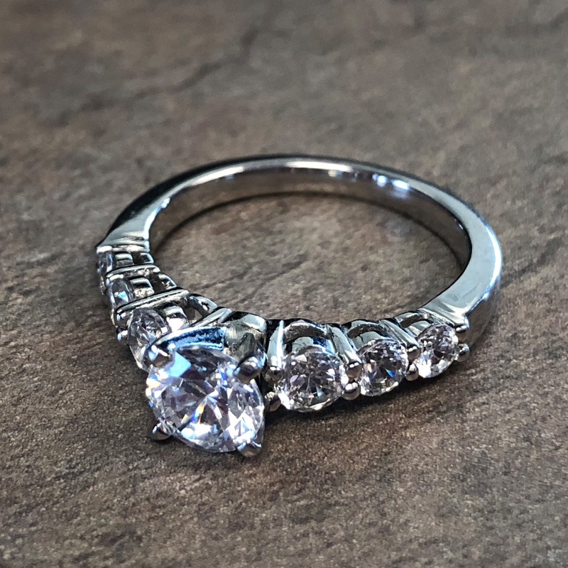 14K White Gold Diamond Accent Engagement Ring - 39910216