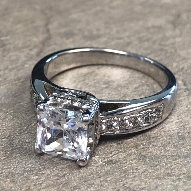 14K White Gold Diamond Accent Engagement Ring - 39910847