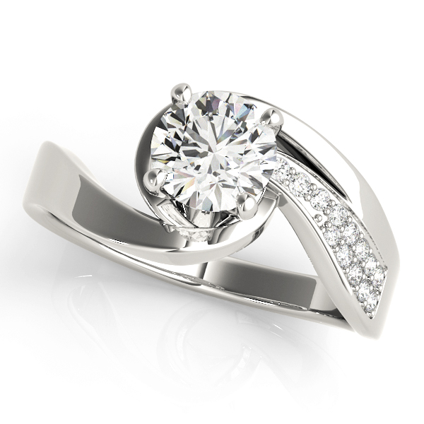 14k white gold bypass engagement ring.