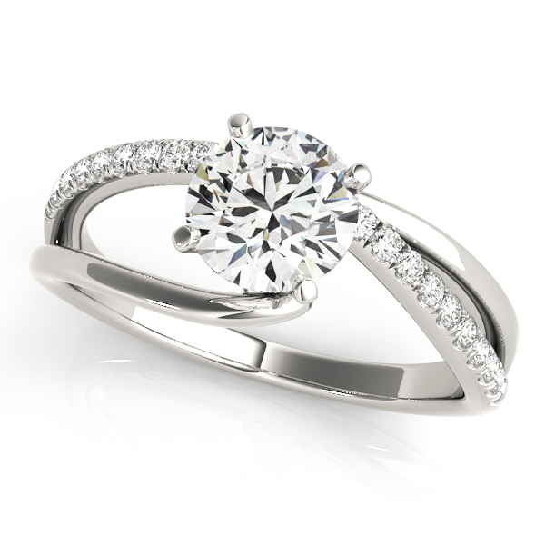 14lk white gold, bypass engagement ring.